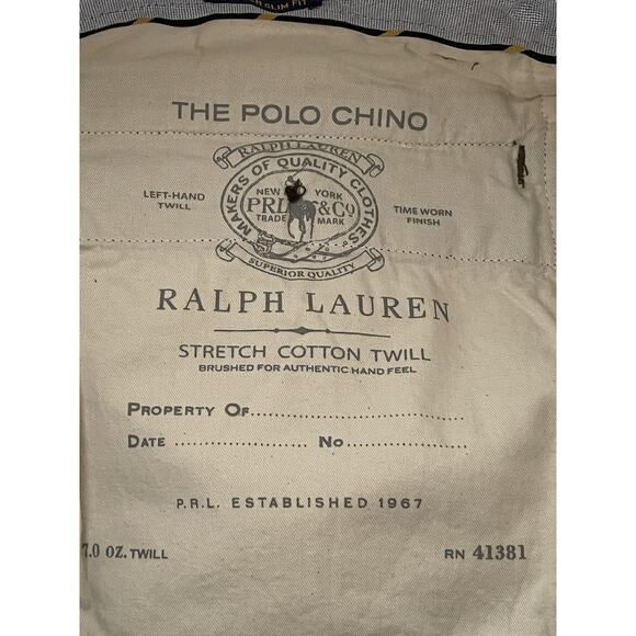Polo Ralph Lauren Stretch Slim Fit 32X30 Side Pockets Olive Green Chino - Picture 6 of 7